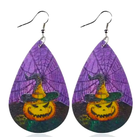 Halloween Double Sided Printed Pumpkin Earrings - Picture 1 of 2
